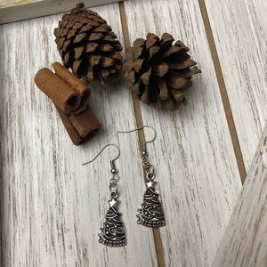 Silver Christmas Tree Earrings